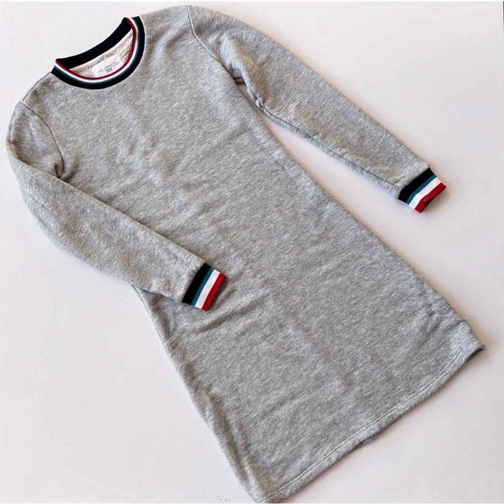 Sol Angeles Striped Crew Neck Long Sleeve Sweatshirt Style Dress Gray Size XS